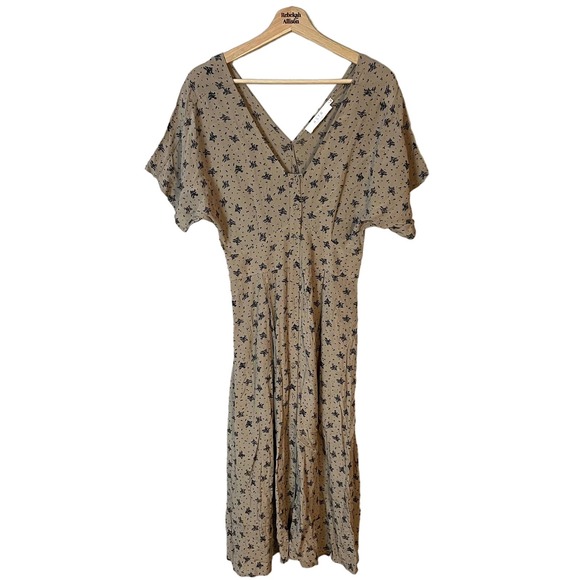 ASTR The Label Dolman Sleeve Button Down Floral Midi Dress SZ Small | Beige - Picture 5 of 15